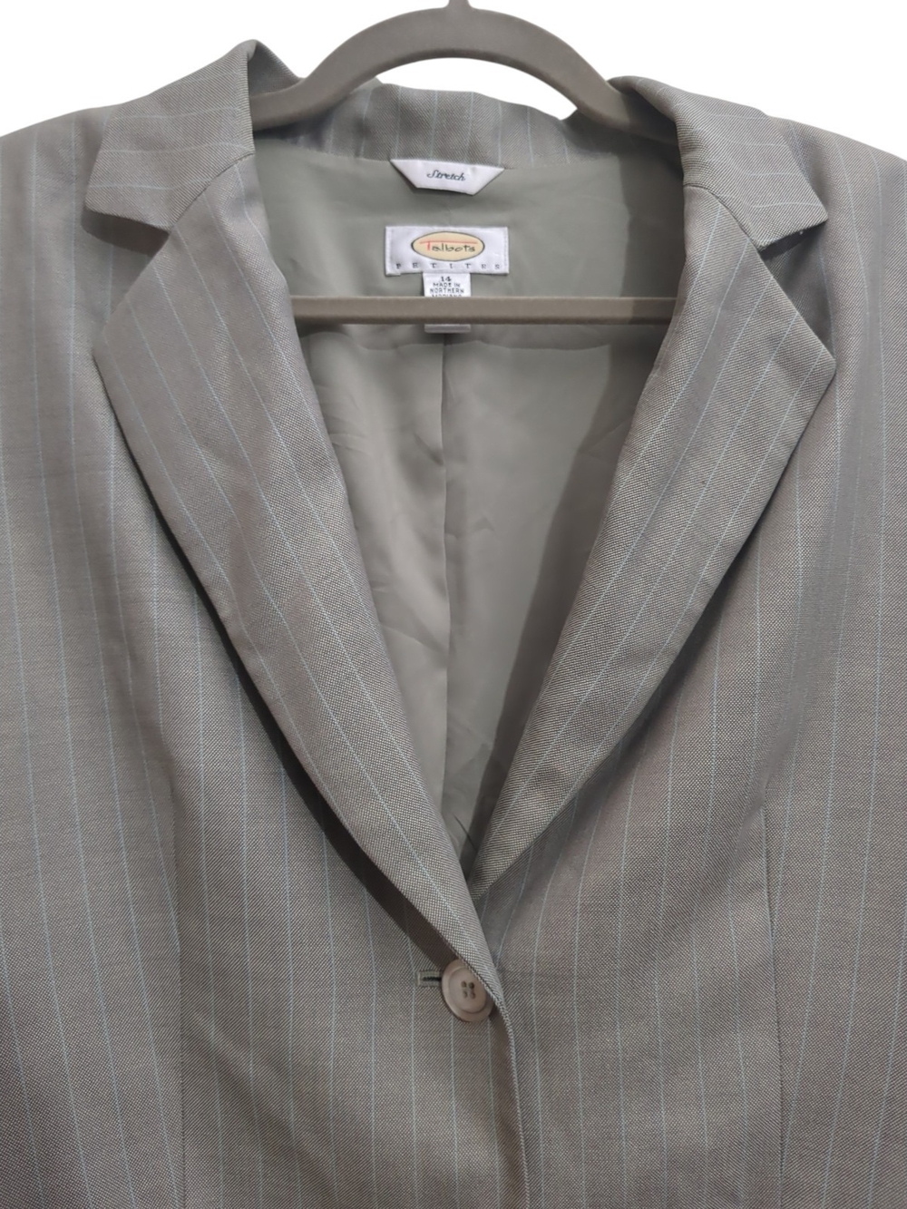 VTG Y2K Talbots Petites Wool Silk Pinstripe Pant Suit 14 Grey Quiet Luxury Corp - Picture 4 of 14